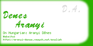 denes aranyi business card